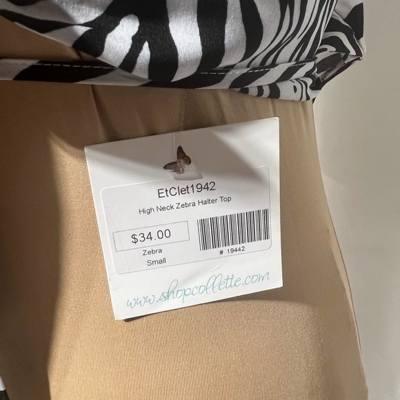 NWT Collette Zebra Scarf Halter Top Small 3 in 1 Top Shirt Blouse Unique B57 - Picture 5 of 12